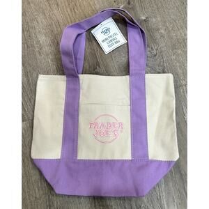 Trader Joe’s Mini Pastel Purple Canvas Tote Bag Limited New With Tags SHIP ASAP